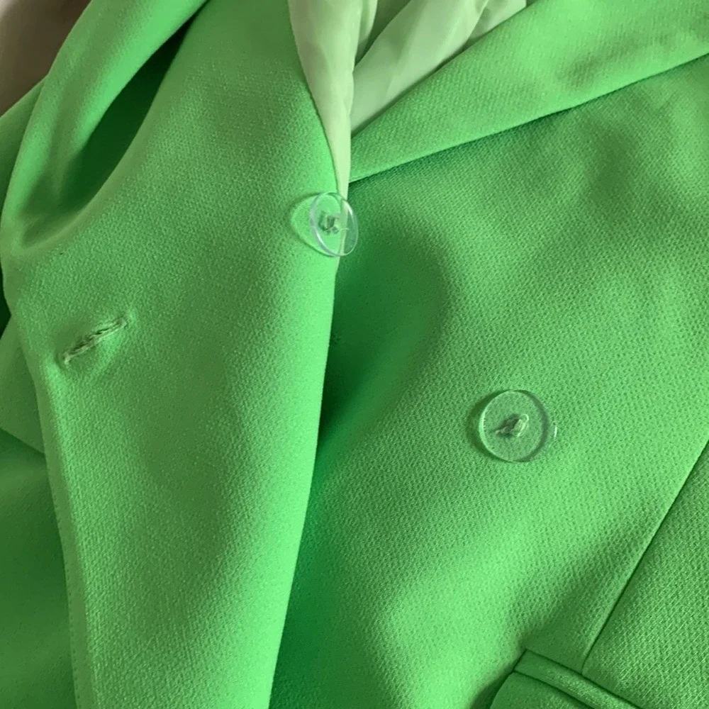 Asos Design wrap belted suit blazer‎ pop green neon size 4 double breasted new - Picture 6 of 15